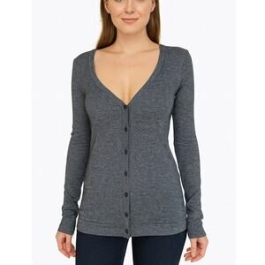 J. Crew cardigan black and white striped sweater v-neck button up lightweight XS